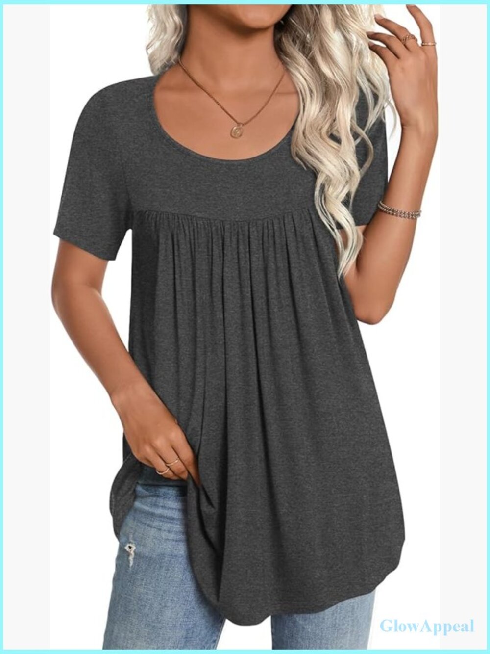 Short Sleeve Tunic Tops Loose Fit Comfy Blouses Casual Shirts for Leggings M-4XL